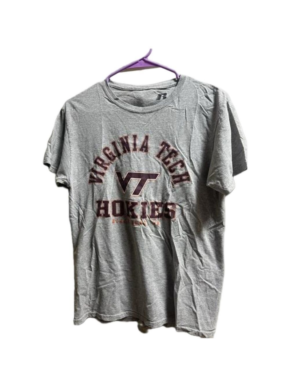 RUSSEL VT Hokies grey Tee shirt. Adult small. Size tag was removed